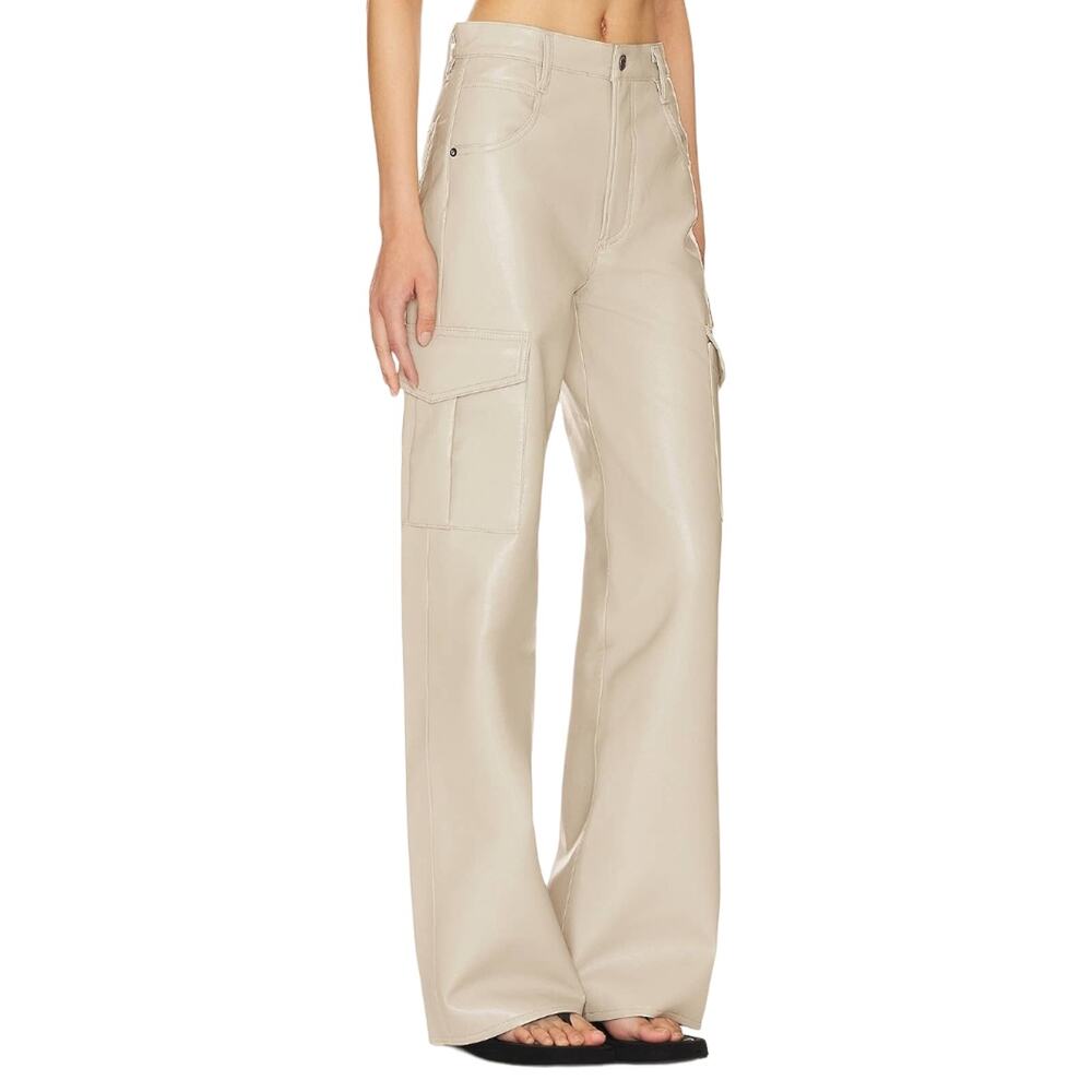 NWT Agolde Recycled Leather Minka Wide Leg Cargo Pants in Toast, 30